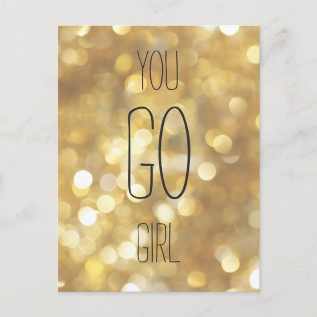 Du Klarar Det - Guld Glitter Inspirerande Citat Vykort (Framsida)