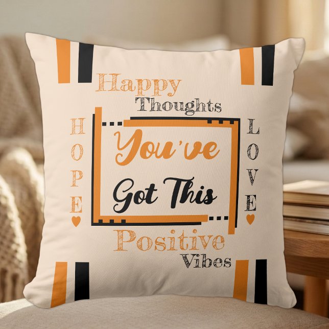 Du klarar det här motivation orange svart kudde (Skapare uppladdad)