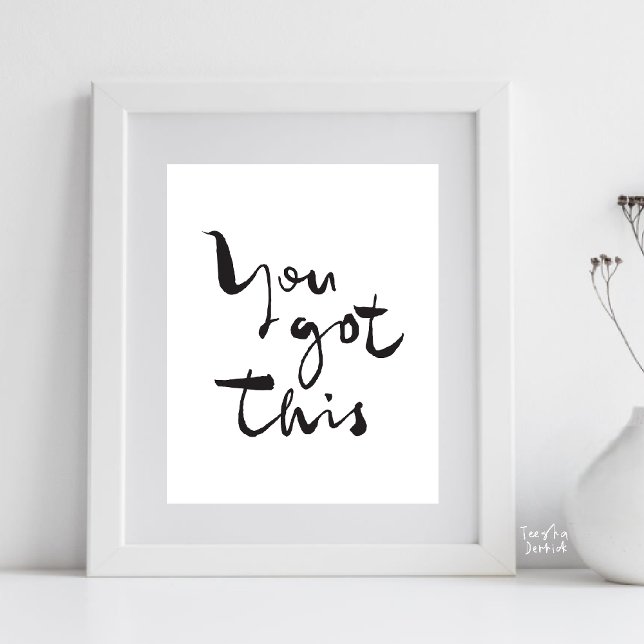 Du klarar det Minimalistisk Motiverande Inspireran Poster (You Got This, Minimalist Motivational Poster Inspirational Quotes Home Office gift in Black White)