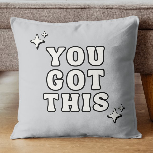 Du Klarar Det Motivational Sitat Retro Grå Kudde (Skapare uppladdad)