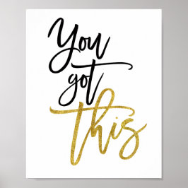 Du Klarar Det Uppmuntrande Citat Svart/guld Poster