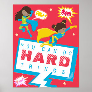 Du klarar tuffa saker tjej superhjälte motivation poster