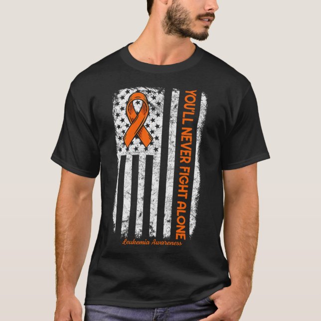 Du kommer aldrig att bekämpa Ensam Blodcancer Leuk T Shirt (Framsida)
