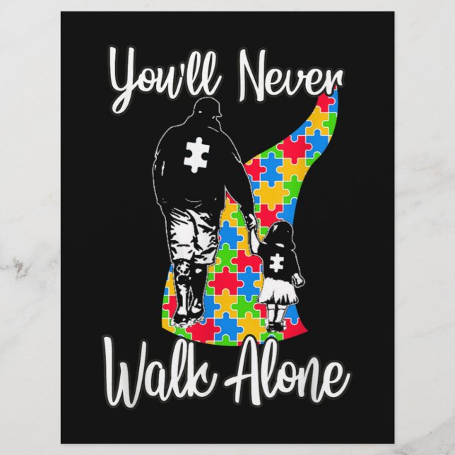 Du kommer aldrig att gå Alone Far Dotter Autism Brevhuvud (Framsida)