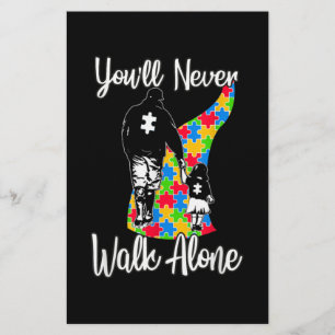 Du kommer aldrig att gå Alone Far Dotter Autism Brevpapper