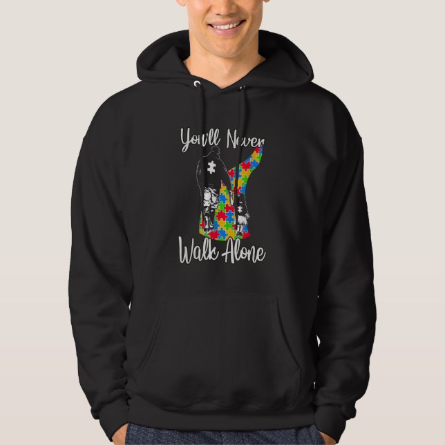 Du kommer aldrig att gå Alone Far Dotter Autism Hoodie (Framsida)