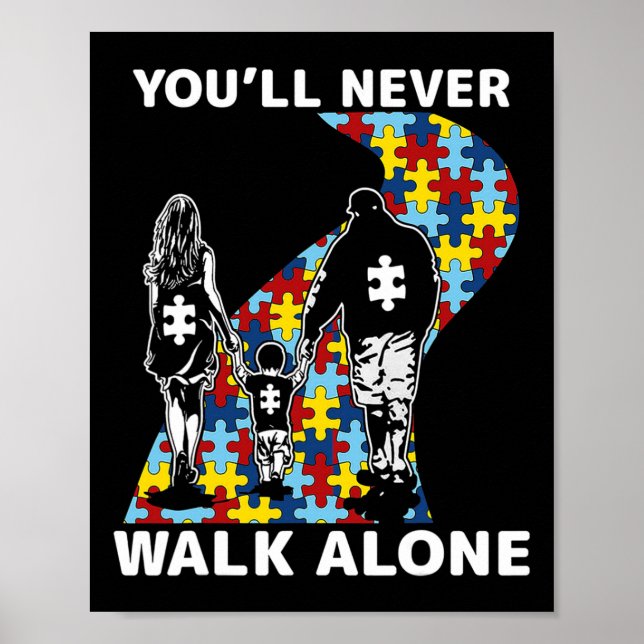 Du kommer aldrig att gå ensam om Autism Awareness Poster (Framsidan)