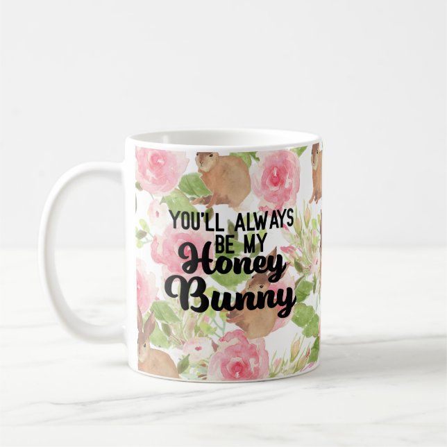 Du kommer alltid att vara min honungsbunny Rosa Bl Kaffemugg (Vänster)