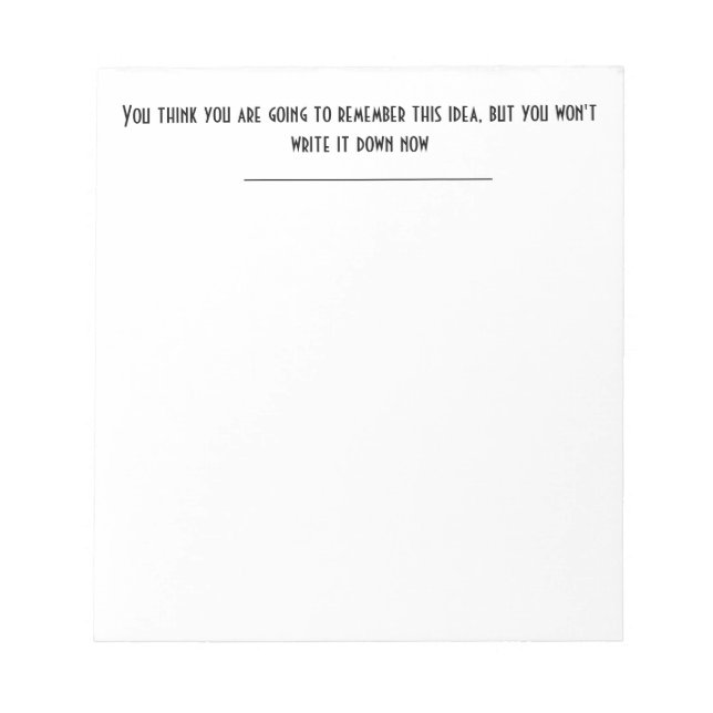 Du kommer ihåg Tänka men du kommer inte att komma  Anteckningsblock (Framsida)