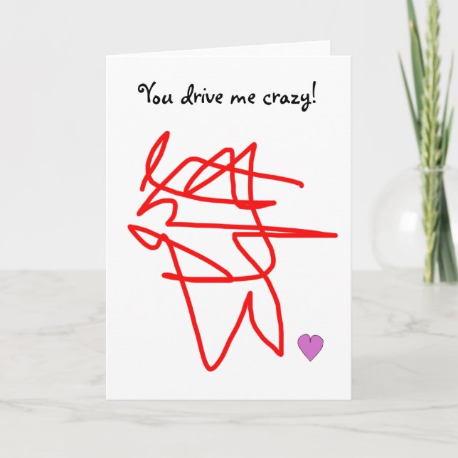 Du kör mig som är galen! Valentineskort Helgkort (Framsida)