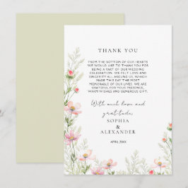 Du-kort för platta tack för Wildblommor Bröllop