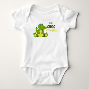Du krokade min värld Krokodil Alligator Baby overa T Shirt