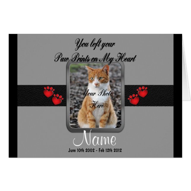 Du lämnat Tass avtryck - Grått Hälsningskort (Framsidan Horizontal)