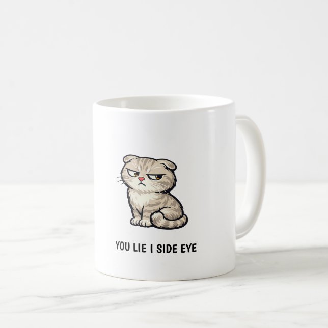 Du Ljuger Jag Ger Dig Sidoblick Roligt Sött Tabby  Kaffemugg (Framsida höger)