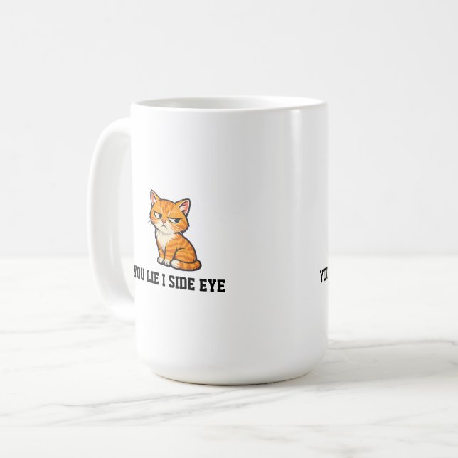 Du Ljuger Jag Ger Dig Skeptisk Blick Grumpy Orange Kaffemugg (Framsida vänster)