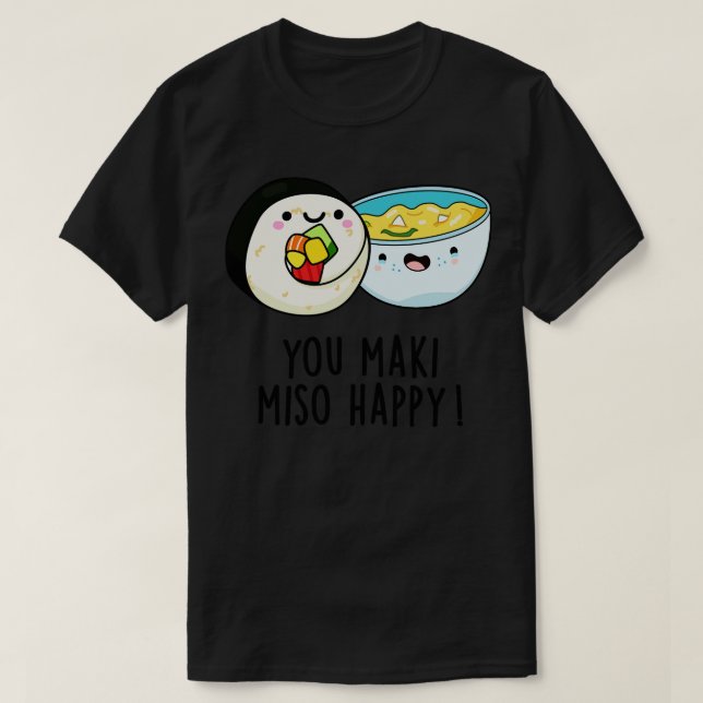 Du Maki Miso Lycklig Cute Japansk livsmedelsrund 1 T Shirt (Design framsida)