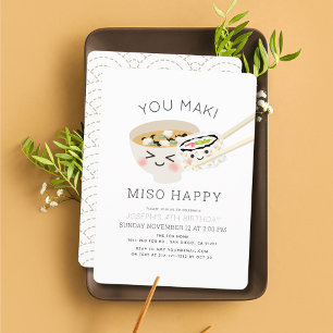 Du Maki Miso Lycklig Miso Soppa Sushi Roll Birthda Inbjudningar