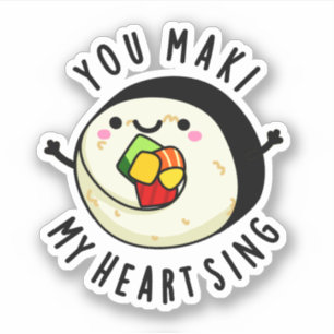 Du Maki My Heart Sjunga Funny Sushi Pun Klistermärken