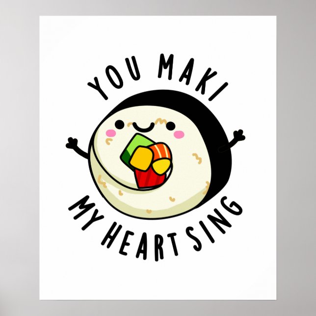 Du Maki My Heart Sjunga Funny Sushi Pun Poster (Framsidan)