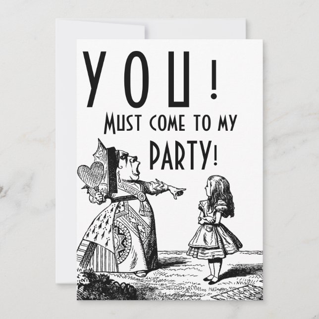 Du! Måste kom till min PARTY! (Red Queen & Alice) Inbjudningar (Framsida)