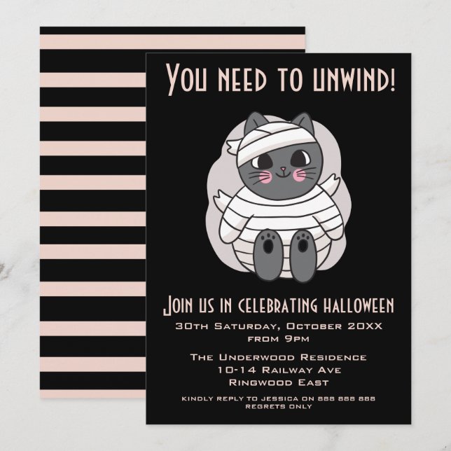 DU MÅSTE UNWIND HALLOWEEN FEST INBJUDNINGAR (Fram/baksida)