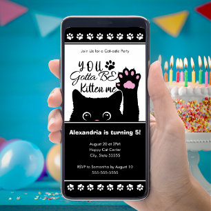 Du måste vara Kitten Digital Birthday-inbjudan. Spara Datumet
