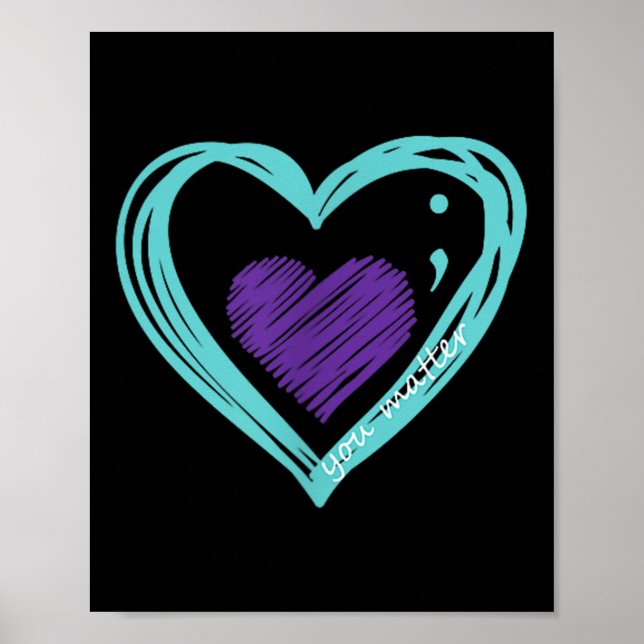 Du medvetenhet om självmordsförebyggande Teal Lila Poster (Framsidan)