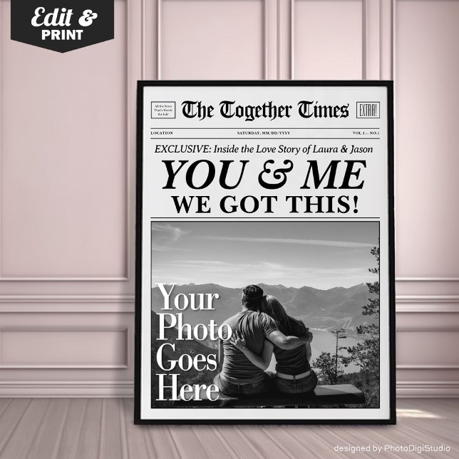 Du & Mig Vi Klarar Det Personlig Gåva Tidning Poster (You & Me We Got This Personalized Gift Newspaper Poster)