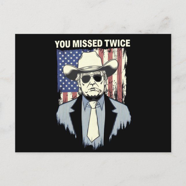 Du missade två gånger Western Trump Cowboy Trump 2 Vykort (Framsida)