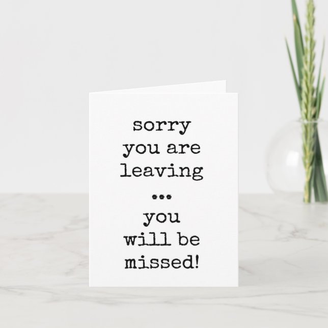 Du missas, medarbetare Lämnar, fartkort Kort (Framsida)
