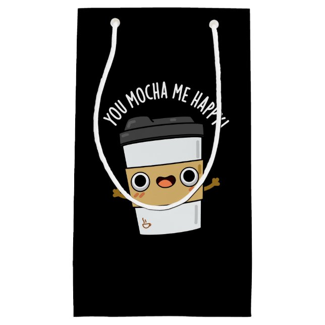 Du Mocha Me Lycklig Funny Coffee Pun Mörk BG (Framsidan)