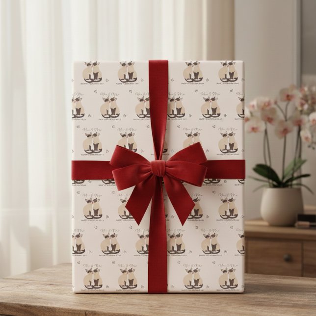 Du och jag Alla hjärtans dag Katt Presentpapper (You & Me Valentine's Day Cat Wrapping Paper)