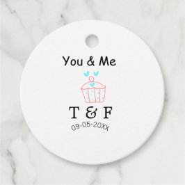 Du och jag älskar cup cake röda valentines dag nam gåvor etiketter