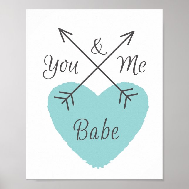 Du och jag Babe - Blue Heart Poster (Framsidan)