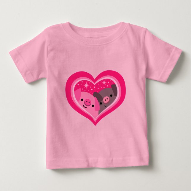 Du och jag (Cute Tecknad Grisar) Baby T-Shirt (Framsida)