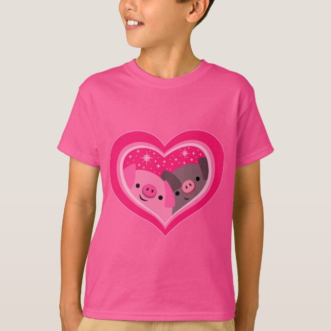Du och jag (Cute Tecknad Grisar) barn T-Shirt (Framsida)