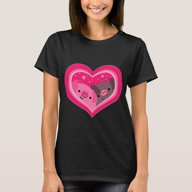 Du och jag (Cute Tecknad Grisar) Kvinnor T-Shirt (Framsida)