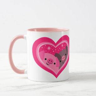 Du och jag (Cute Tecknad Grisar) Mugg