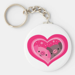 Du och jag (Cute Tecknad Grisar) Nyckelring