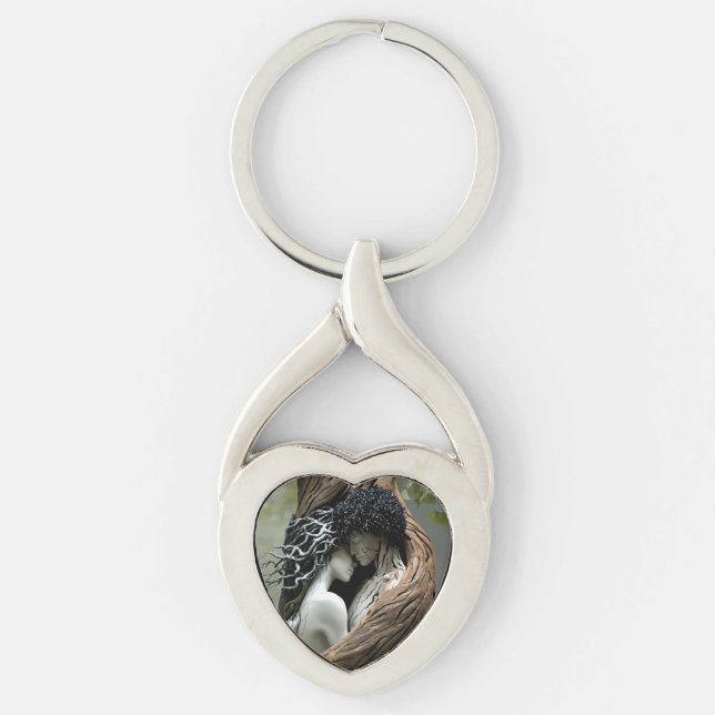 Du och jag för evigt  twisted heart silverfärgad nyckelring (Framsidan)