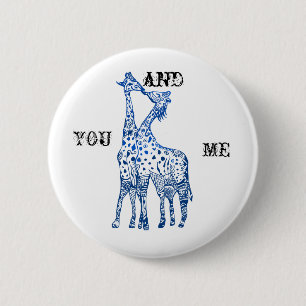 Du och jag Girafes Kiss Round Badge Knapp