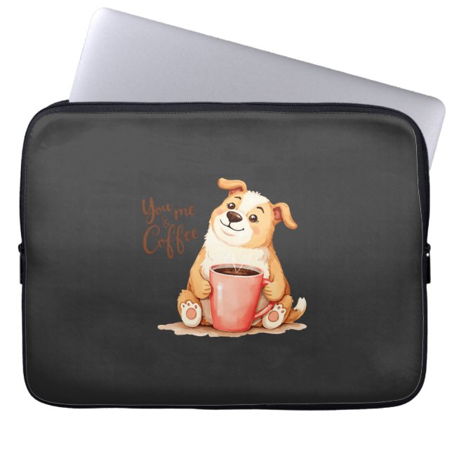 Du och jag Kaffe - Söt Corgi & Mysig Brygd Laptop Fodral (Framsidan)