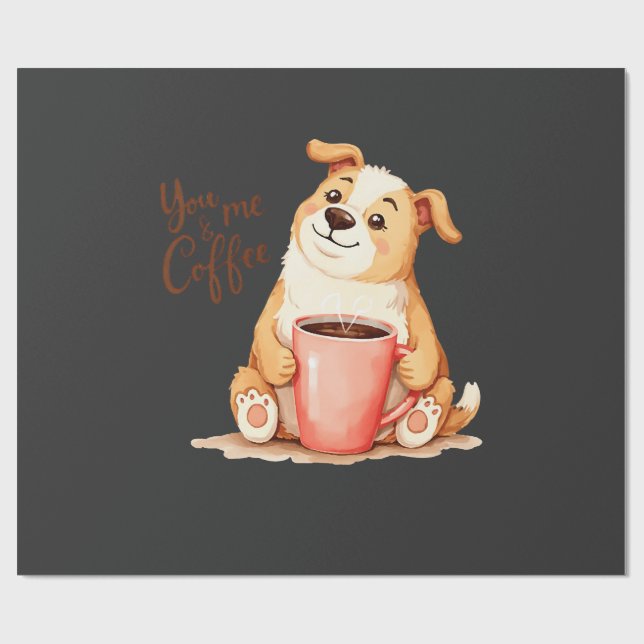 Du och jag Kaffe - Söt Corgi & Mysig Brygd Presentpapper (Platt)