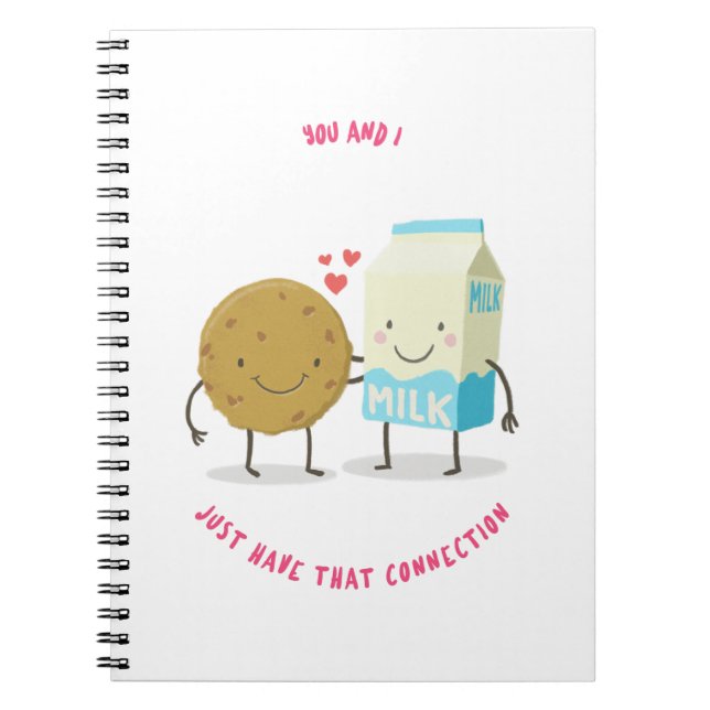 Du och jag kopplar ihop Mjölk Ansd Cookies Anteckningsbok (Framsidan)