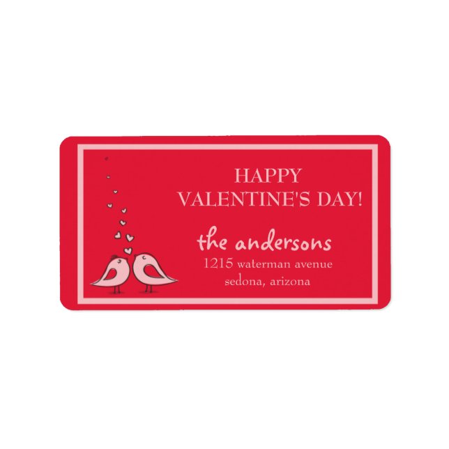 Du och jag - Love birds Valentine Dag-dekal Adressetikett (Framsidan)