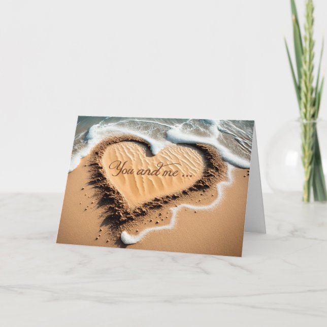 Du och jag skrev i Sand Kärlek Romantik Kort (Framsida)