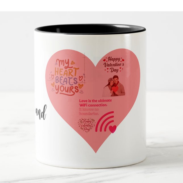 du och jag valentins dag Två-Tonad mugg (cute wi fi mug)