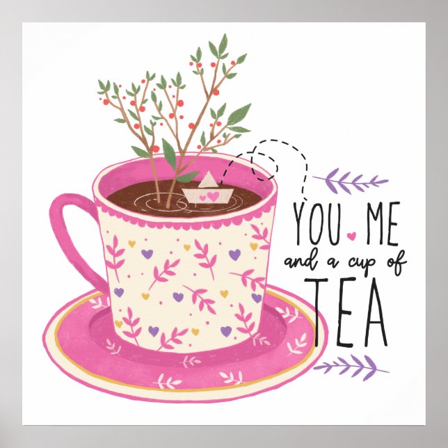 Du och Kopp i Tea-citatet Poster (Framsidan)