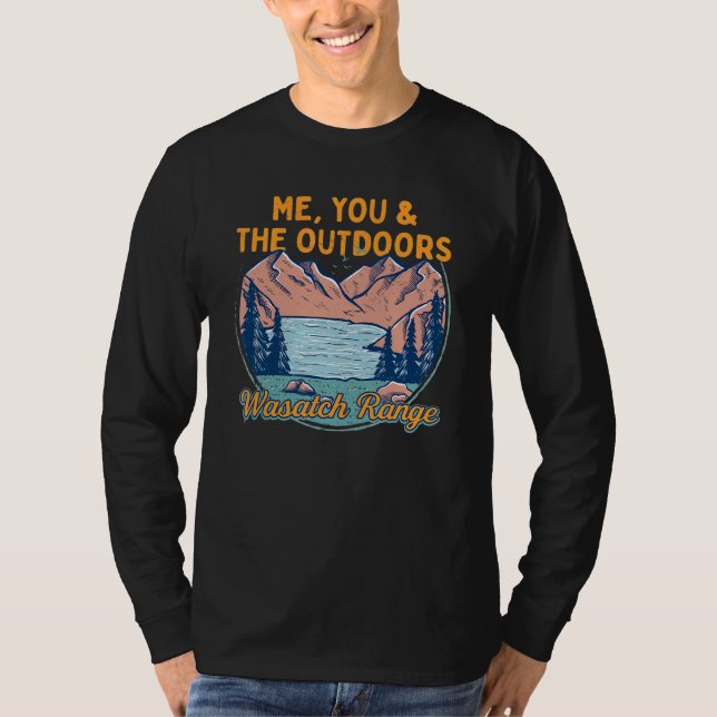 Du och utomhusblocket som döljer Wasatch Range Hik T Shirt (Framsida)