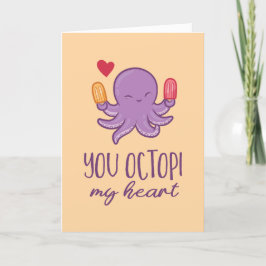 Du Octopi mitt hjärta Octopus Funny Alla hjärtans  Helgkort